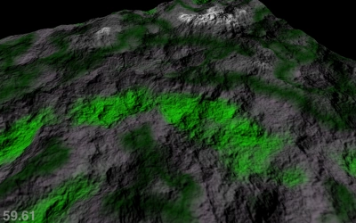 screenshot of a patch of terrain, rendered with different colours depending on height